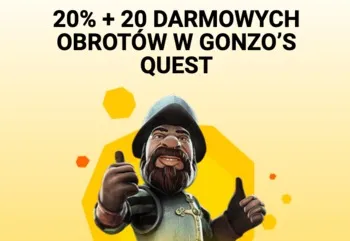 Promocja powitalna z free spinami na Gonzo's Quest od Spinamby